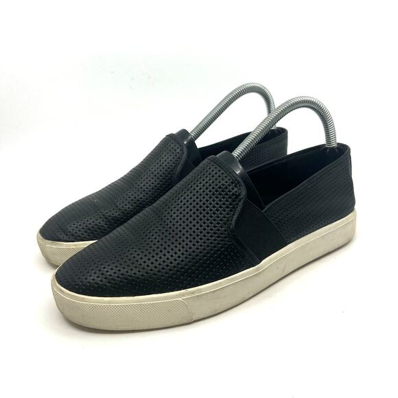 VINCE Black Perforated Leather Slip On Sneakers Women's 8 US - Picture 1 of 9